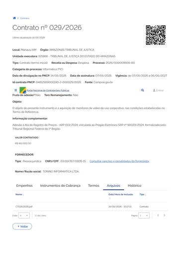 PUBLICAÇÃO NO PNCP DO CONTRATO ADMINISTRATIVO Nº 029.2026 - FUNJEAM X TORINO INFORMÁTICA LTDA.pdf