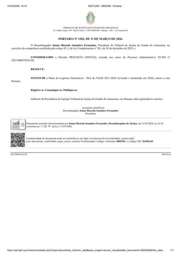 Plano de Logística Sustentável do TJAM de 2021-2026 - 2ª atualização de 2026