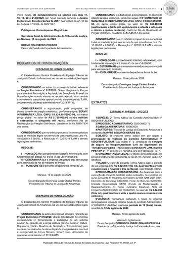 PREGÃO ELETRÔNICO Nº 014/2020 – DESPACHO DE HOMOLOGAÇÃO (DJE)
