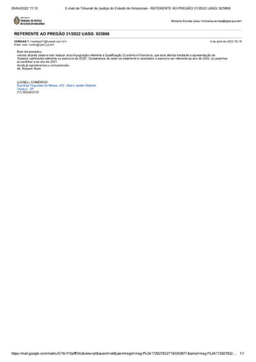 PREGÃO ELETRÔNICO Nº 031/2022 - PEDIDO DE ESCLARECIMENTO - LUXSELL COMÉRCIO