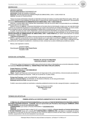 PREGÃO ELETRÔNICO Nº 017/2022 - AVISO DE LICITAÇÃO - DJE