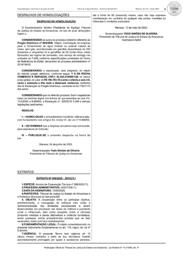 PREGÃO ELETRÔNICO Nº 009/2020 – DESPACHO DE HOMOLOGAÇÃO (DJE)