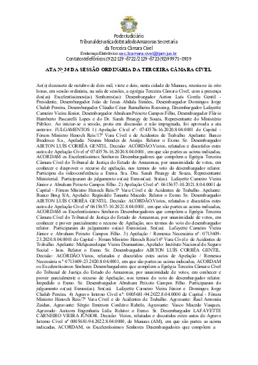 TERCEIRA CÂMARA CÍVEL - 36 ATA DE JULGAMENTOS DIA 17.10.2022