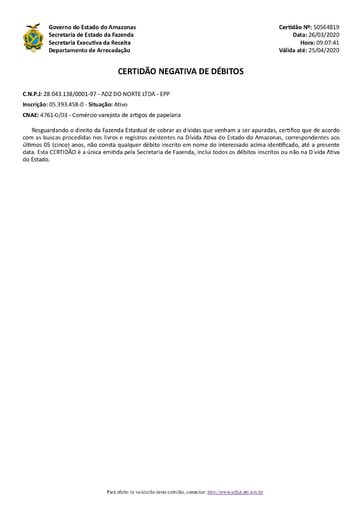 PREGÃO ELETRÔNICO Nº 002/2021 - VALIDAÇÕES - ITEM 3 - ADZ DO NORTE