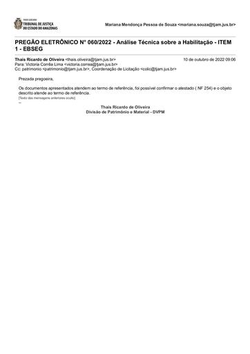 PREGÃO ELETRÔNICO Nº 060/2022 - DILIGÊNCIA COLIC AO PATRIMÔNIO - HABILITAÇÃO - ITEM 1 - EBSEG