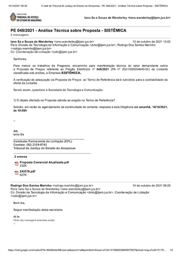 PREGÃO ELETRÔNICO Nº 48/2021 - DILIGÊNCIA - PROPOSTA - SISTEMICA