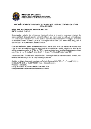 PREGÃO ELETRÔNICO Nº 004/2022 - DOCUMENTAÇÃO COMPLEMENTAR - HABILITAÇÃO - I3 - SKYLAB
