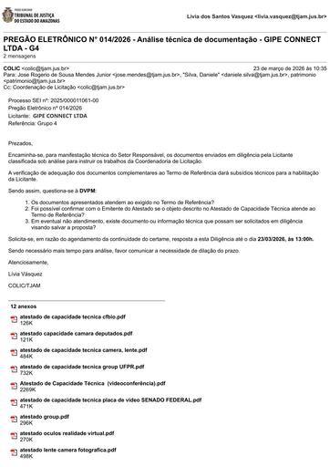 PREGÃO ELETRÔNICO Nº 014/2026 - DILIGÊNCIA COLIC À DVPM - DOCUMENTAÇÃO - GIPE - G4