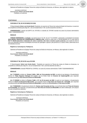 PORTARIA Nº 790.2026 (PUBLICAÇÃO) - DISPENSA LICITAÇÃO - CT 017.2026 - FUNJEAM X BETA BRASIL SERVIÇOS DE CONSERVAÇÃO E LIMPEZA LTDA.pdf