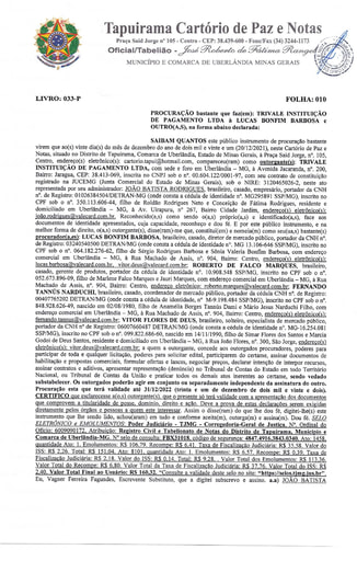 PREGÃO ELETRÔNICO Nº 021/2022 - DOCUMENTAÇÃO COMPLEMENTAR - TRIVALE