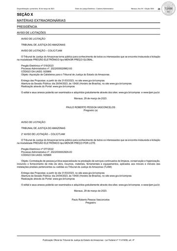 PREGÃO ELETRÔNICO Nº 077/2022 - AVISO DE LICITAÇÃO (DJE)
