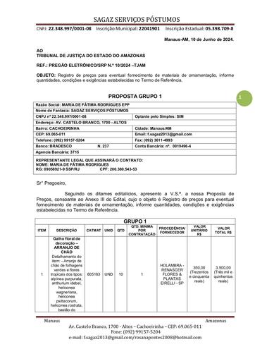 PREGÃO ELETRÔNICO Nº 010/2024 - PROPOSTA - MARIA DE FÁTIMA - G1