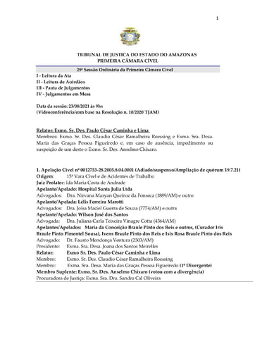 PAUTA DE JULGAMENTO DA 1ª.C.CÍVEL  DE 23 08 2021