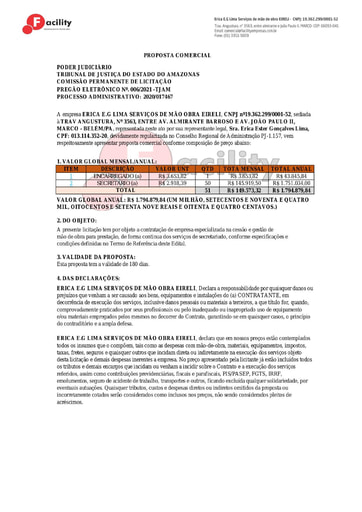 PREGÃO ELETRÔNICO Nº 006/2021 – PROPOSTA RETIFICADA 2 - ÉRICA