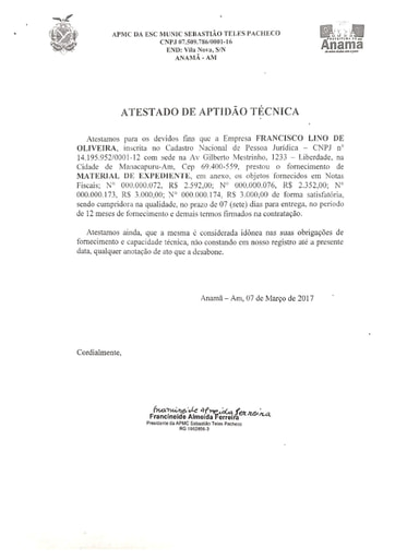 PREGÃO ELETRÔNICO Nº 026/2021 - HABILITAÇÃO - DOCUMENTOS COMPLEMENTARES - GRUPO 13 - FRANCISCO LINO
