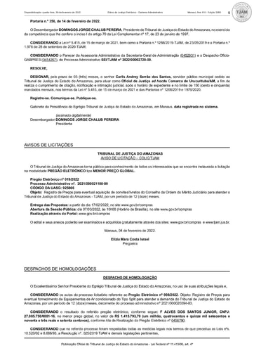 PREGÃO ELETRÔNICO Nº 019/2022 - AVISO DE LICITAÇÃO - DJE