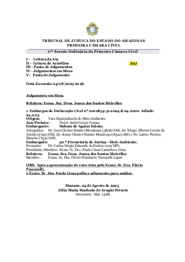 PAUTA DE JULGAMENTO DA SESSÃO DO DIA 04.08.2025.SAJ