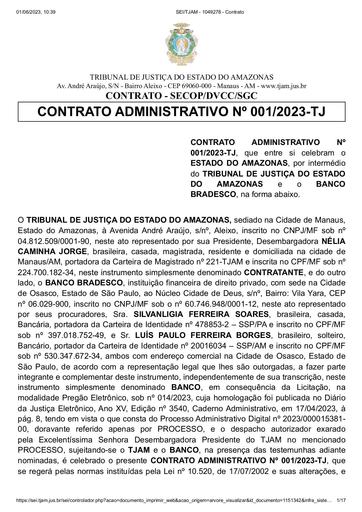 CONTRATO ADMINISTRATIVO Nº 001/2023 - TJ X BANCO BRADESCO