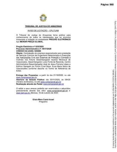 PREGÃO ELETRÔNICO Nº 025/2020 - AVISO DE LICITAÇÃO