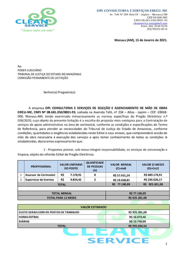 PREGÃO ELETRÔNICO Nº 029/2020 - PROPOSTA - DPL