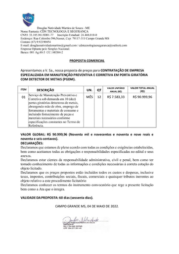 PREGÃO ELETRÔNICO Nº 025/2022 - PROPOSTA RETIFICADA 2 - DOUGLAS NATIVIDADE