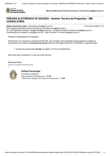 PREGÃO ELETRÔNICO N° 024/2022 - DILIGÊNCIA COLIC À SEINF -  PROPOSTA AJUSTADA - MB CONSULTORIA