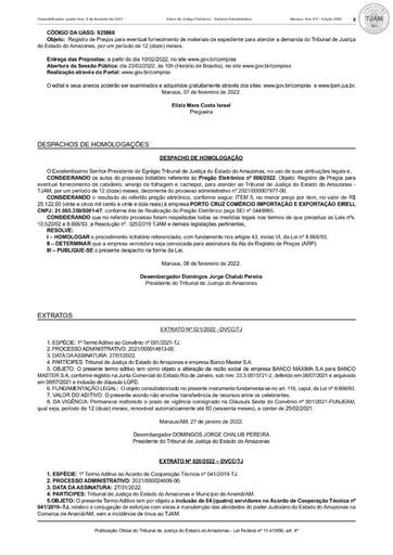 PREGÃO ELETRÔNICO Nº 006/2022 - DESPACHO DE HOMOLOGAÇÃO (DJE)