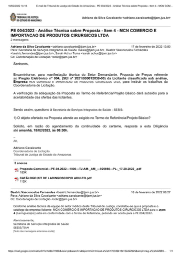 PREGÃO ELETRÔNICO Nº 004/2022 - DILIGÊNCIA COLIC À SECRETARIA DE SERVIÇOS INTEGRADOS DE SÁUDE - ITEM 4 - PROPOSTA - MCN