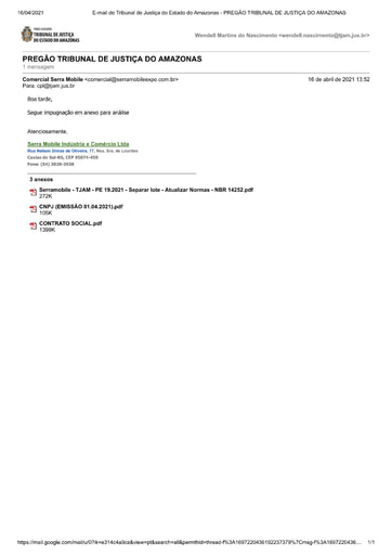 PREGÃO ELETRÔNICO Nº 019/2021 – PEDIDO DE IMPUGNAÇÃO - SERRA MOBILE