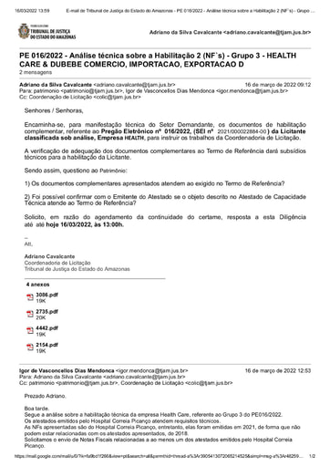 PREGÃO ELETRÔNICO Nº 016/2022 - DILIGÊNCIA COLIC AO PATRIMÔNIO - HABILITAÇÃO 2 (NF`s) - G3 - HEALTH