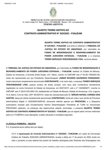 4º TERMO ADITIVO - CT Nº 025.2023 - FUNJEAM x TOWER SERVIÇOS TERCEIRIZADOS LTDA.pdf