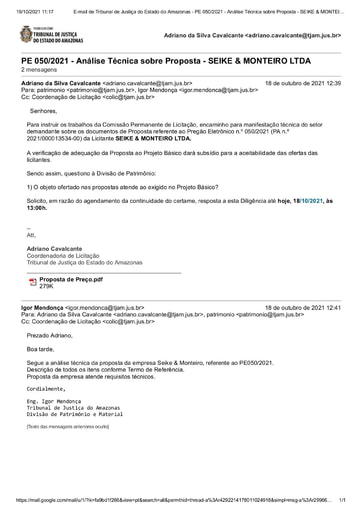 PREGÃO ELETRÔNICO Nº 050/2021 - DILIGÊNCIA COLIC À DIVISÃO DE PATRIMÔNIO - PROPOSTA - SEIKE