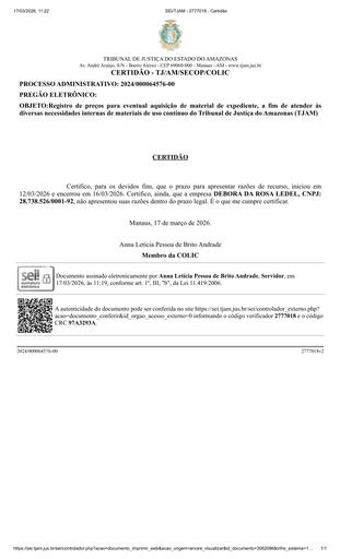 PREGÃO ELETRÔNICO Nº 011/2026 - CERTIDÃO DE RAZÕES NÃO APRESENTADAS