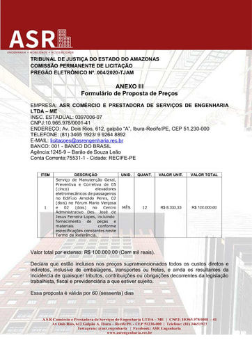 PREGÃO ELETRÔNICO Nº 004/2020 - PROPOSTA RETIFICADA - ASR
