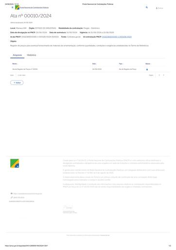 PUBLICAÇÃO DA ATA DE REGISTRO DE PREÇO NO PNCP