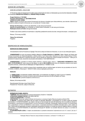 PREGÃO ELETRÔNICO Nº 031/2022 - AVISO DE LICITAÇÃO (DJE)