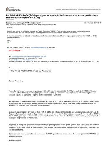 PREGÃO ELETRÔNICO Nº 46/2021 - E-MAIL - MICHELANGELO