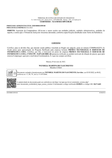 PREGÃO ELETRÔNICO Nº 022/2022 - CERTIDÃO DE DECURSO DE PRAZO - PRIMUS