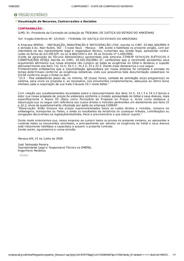 PREGÃO ELETRÔNICO Nº 012/2020 - CONTRARRAZÃO - EMEREL