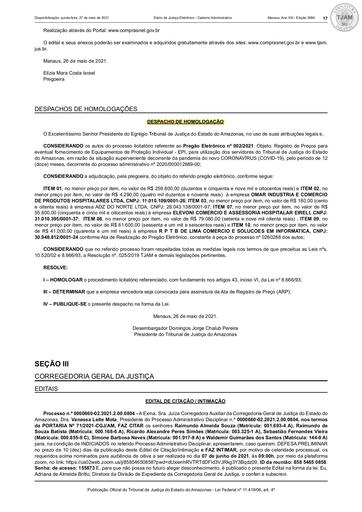 PREGÃO ELETRÔNICO Nº 02/2021 - DESPACHO DE HOMOLOGAÇÃO