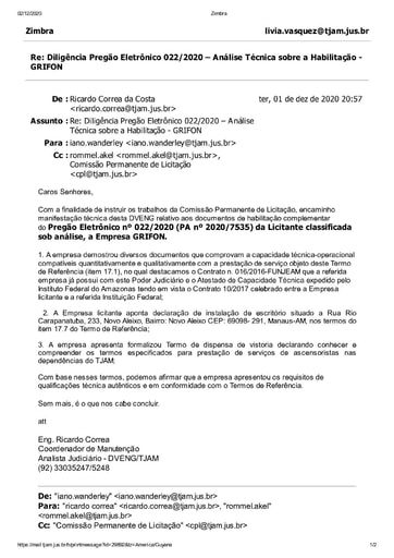 PREGÃO ELETRÔNICO Nº 022/2020 - DILIGÊNCIA CPL À DIVISÃO DE ENGENHARIA - DOCUMENTAÇÃO - GRIFON