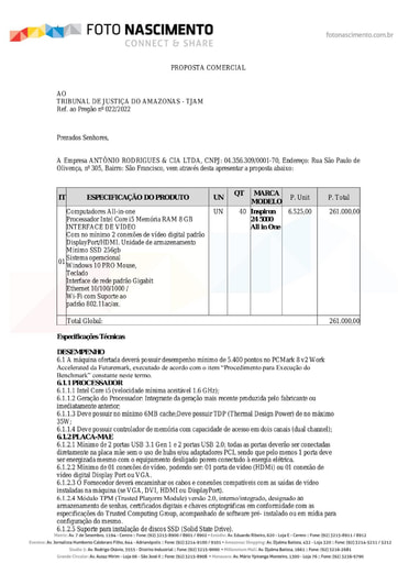 PREGÃO ELETRÔNICO Nº 022/2022 - PROPOSTA - ANTONIO RODRIGUES