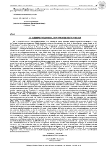TOMADA DE PREÇOS Nº 005/2021 - ATA DA SESSÃO DE ABERTURA - 13.01.22 - DJE
