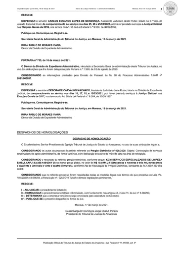 PREGÃO ELETRÔNICO Nº 028/2020 - DESPACHO DE HOMOLOGAÇÃO (DJE)