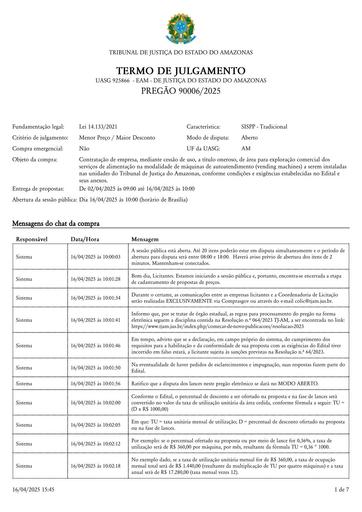 PREGÃO ELETRÔNICO Nº 006/2025 - TERMO DE JULGAMENTO - ATA E RESULTADO