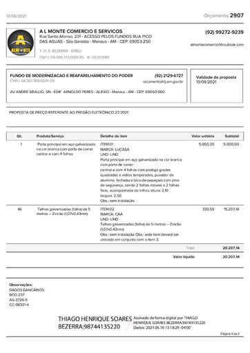 PREGÃO ELETRÔNICO Nº 027/2021 - PROPOSTA RETIFICADA - ITEM 2 - THS