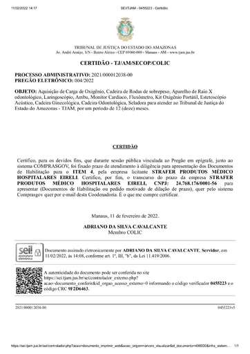 PREGÃO ELETRÔNICO Nº 004/2022 - CERTIDÃO DE DECURSO DE PRAZO - ITEM 4 - STRAFER