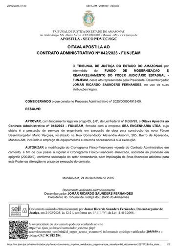 8ª APOSTILA AO CT Nº 042.2023 - FUNJEAM X SBA ENGENHARIA LTDA.pdf