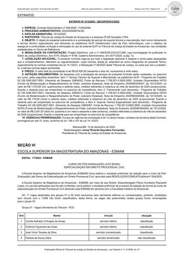 EXTRATO Nº 213/2025 (PUBLICAÇÃO) - Nº 054/2025 - FUNJEAM X PLSS SOLUÇÕES LTDA