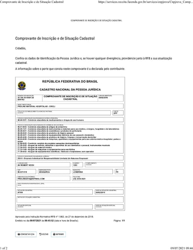 PREGÃO ELETRÔNICO Nº 035/2021 - HABILITAÇÃO - DOCUMENTOS COMPLEMENTARES - PROLINE